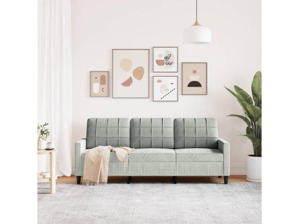 3-seater sofa, light grey, 180 cm, velvet, 27441JMGT