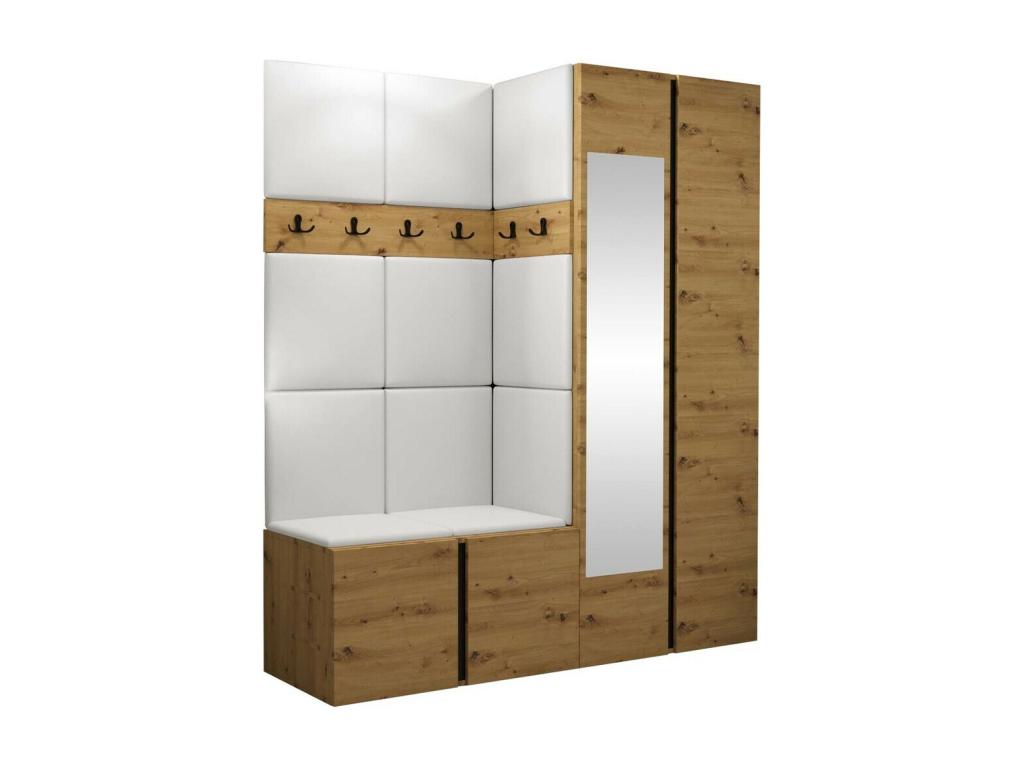 Sunmeub 278 Hallway Unit 186x158x46cm Mirror Oak Sunmeub Faux Leather - Laminate 10233ZIJD