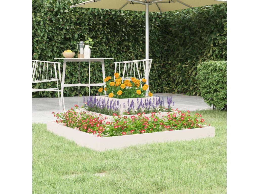 White Planter 80x80x27 Solid Pine Wood 12587BAGT