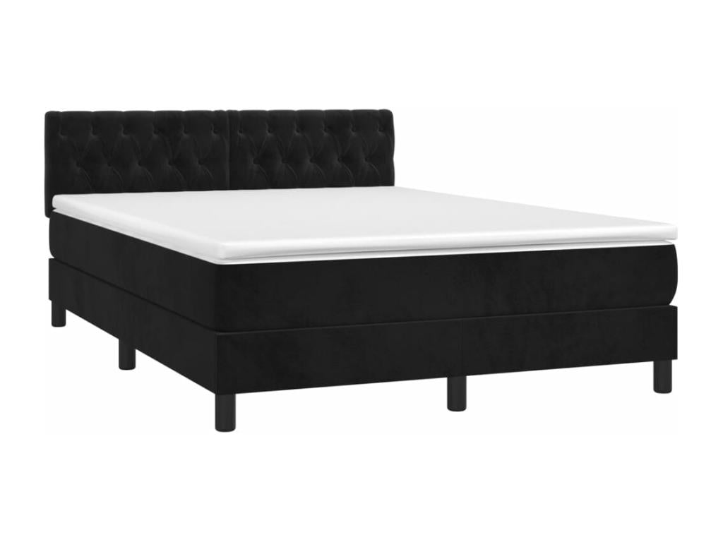 Sunmeub bed base with mattress, black, 140x190 cm, velvet, 45685QLOO