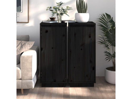 2-piece sideboard set, black, 31.5x34x75 cm, solid pine wood, 08970AQZC