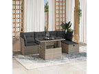 6-piece garden furniture set with light grey cushions, woven resin 59791SFGF