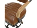 Sunmeub - Vintage Sunmeub armchair in brown leather and black metal with wooden armrests 08017KADK