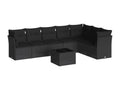 8-piece garden furniture set with cushions, black woven resin, 27070SXZP
