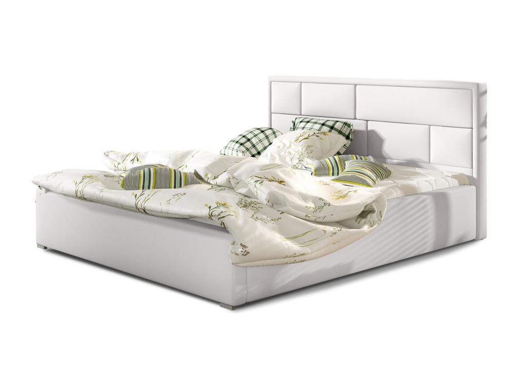 Sunmeub White Faux Leather Double Bed with Upholstered Headboard - 4 Sizes - 140x200 73505JPEJ