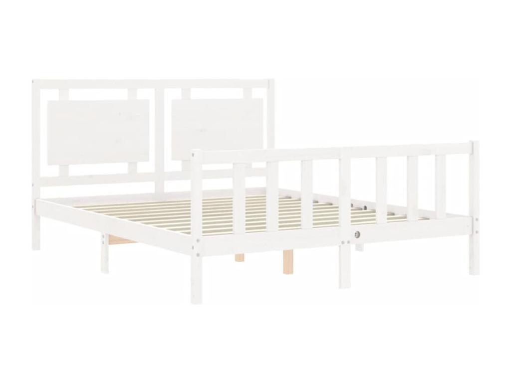 Sunmeub solid wood bed frame with white headboard 16444RGWT