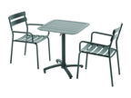 70x70 cm tilting patio table and 2 green armchairs set 40939TJTU