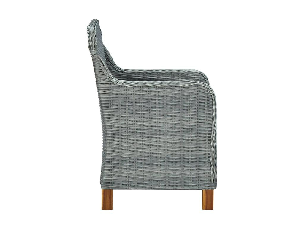 Garden chairs with cushions, 2 pcs, woven resin, light grey, 2 43703HQER