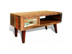 Sunmeub 89492JQEI Rectangular Coffee Table with 1 Drawer in Recycled Solid Wood