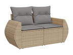 9-piece garden furniture set with cushions, beige wicker resin, 92361ZHTR