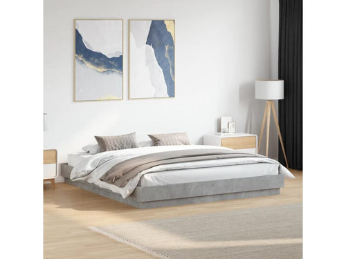 Concrete grey bed frame 200x200 cm engineered wood 76371ZVRH