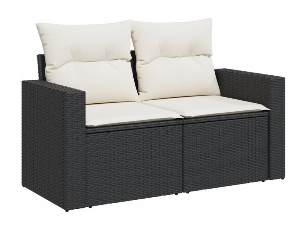 13-piece garden furniture set with cushions, black wicker resin, 85145SIHP