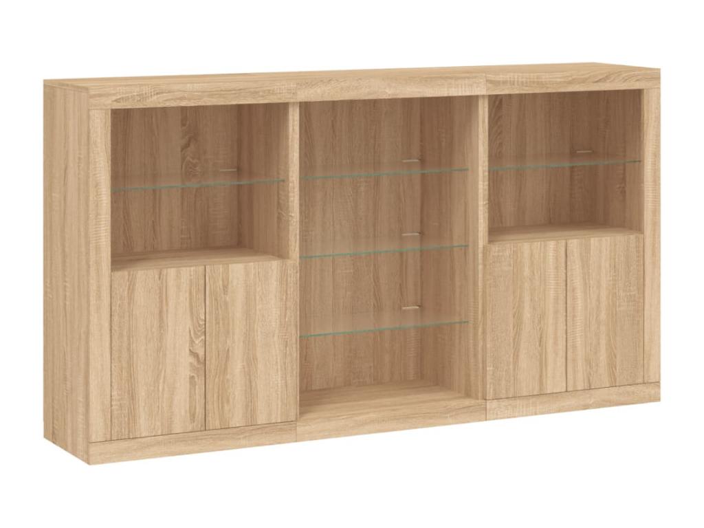 Sideboard with LED lights, oak, Sunmeub, 181.5x37x100 cm, 34439FWTV