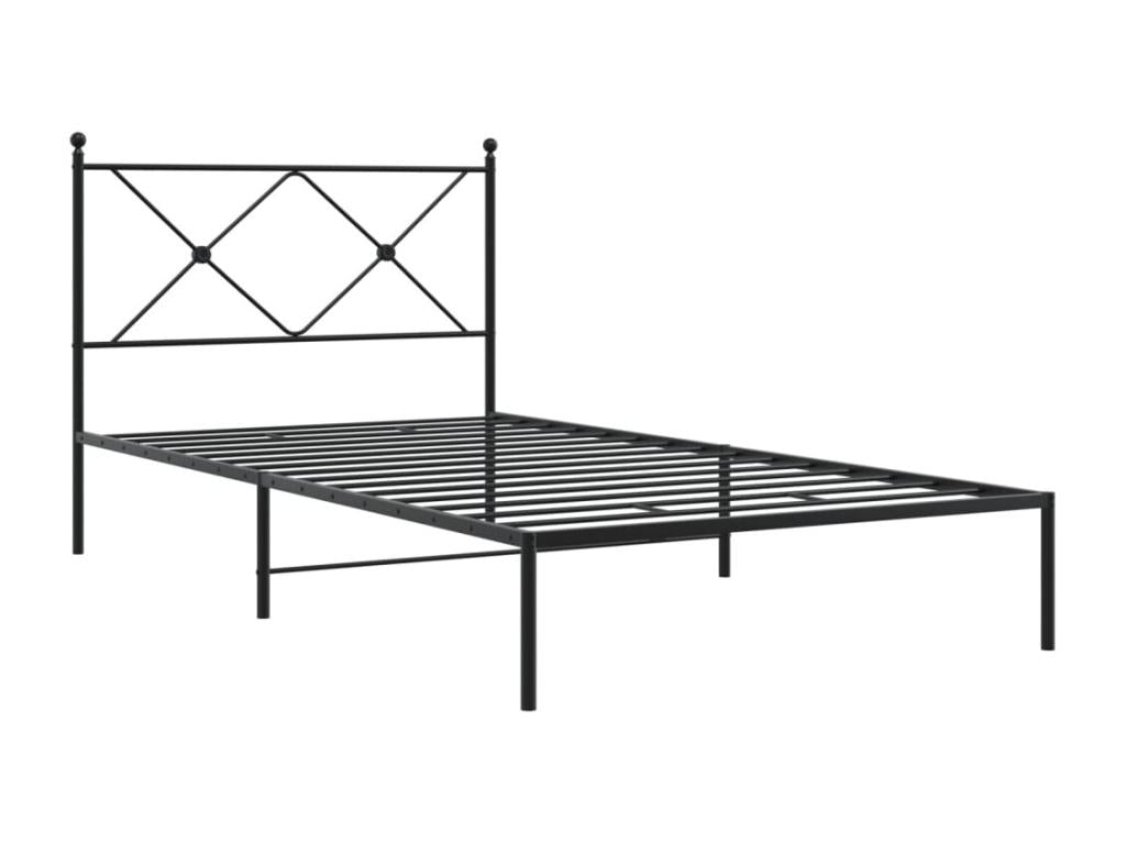 Metal bed frame with black headboard 100x200 cm 76255EZBB