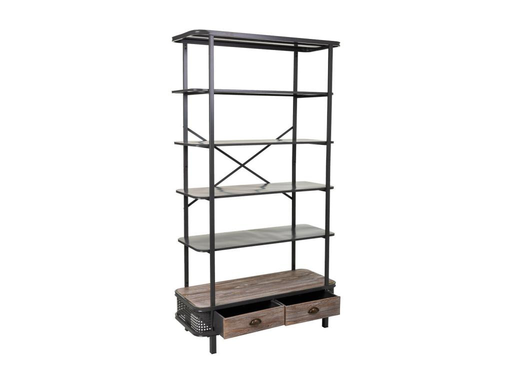 Grey metal and wood shelf 100x40x181h 71381QSHV