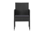 7-piece garden dining set, black wicker resin, 9 03478DGOD