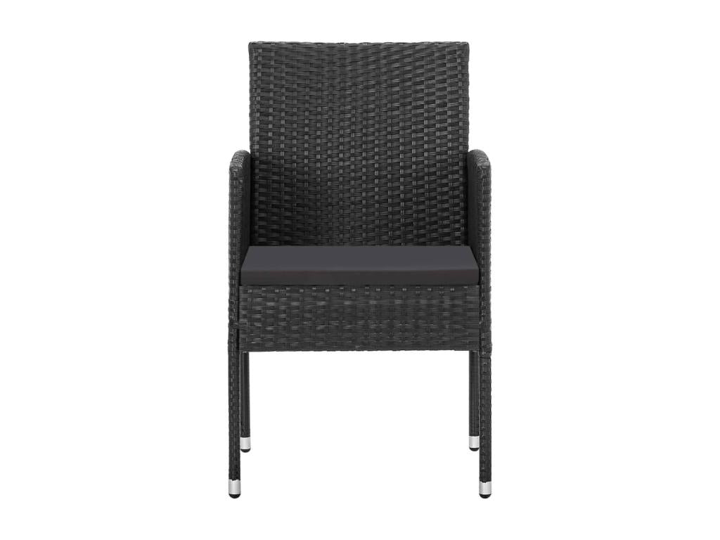 7-piece garden dining set, black wicker resin, 9 03478DGOD