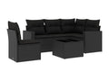6-piece garden furniture set with cushions, black resin wicker 06047XPRG