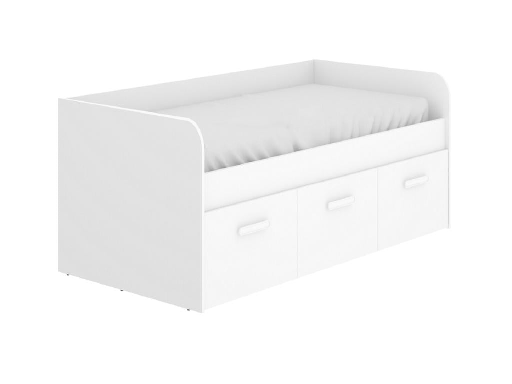 Children's trundle bed 90x190 cm in white melamine with 3 drawers - Length 194.3 x Depth 97 x Height 60 cm 47702BWTH