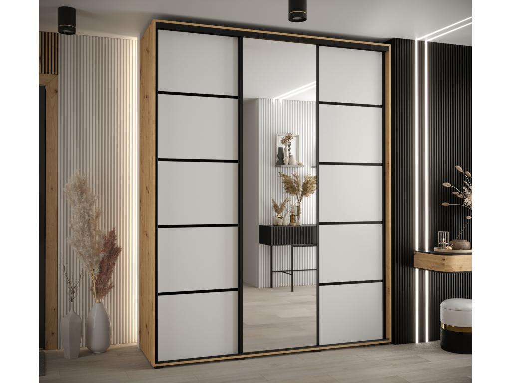 Sunmeub 5 Sliding Door Wardrobe 235.2/190/60 3 Doors Sunmeub/White/Black 94001ZBOL