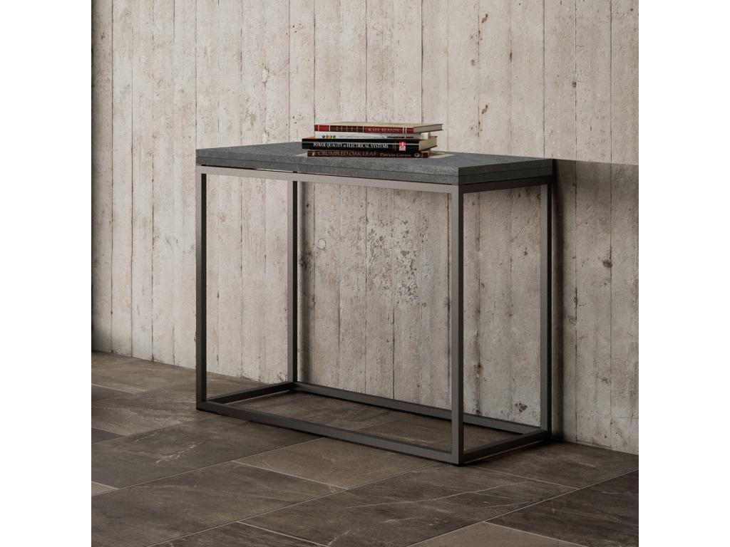 Sunmeub extendable console table, 90x45/90 cm, Concrete Grey, Anthracite frame, 17554YHOJ