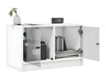TV stand with white glass doors 68x37x42 cm 64875CWAL