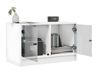 TV stand with white glass doors 68x37x42 cm 64875CWAL
