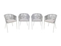 Set of 4 garden chairs in beige rope and galvanized steel - beige cushions 60713CYWT