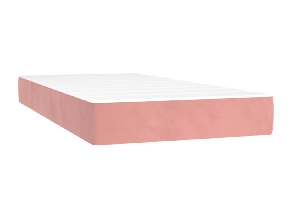 Upholstered bed base with mattress, Pink, 90x200 cm, Velvet, 63246ITZA