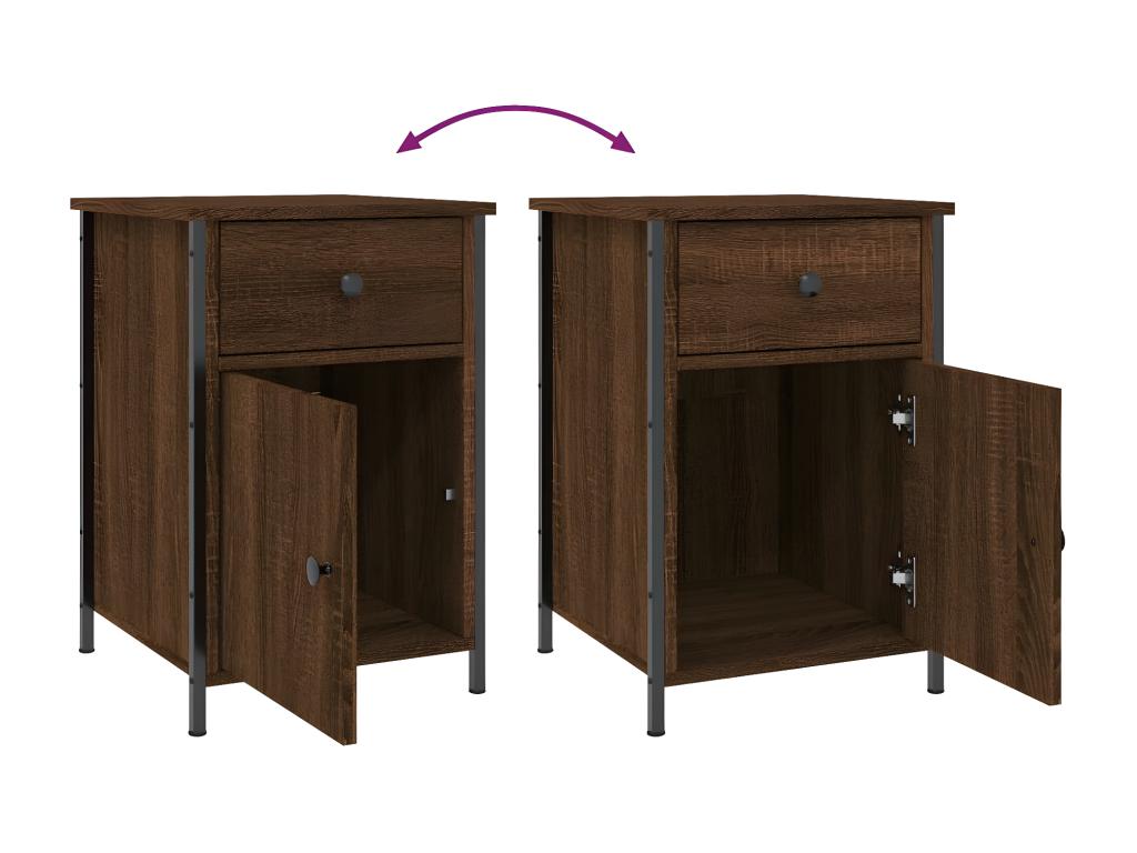 2-Piece Bedside Tables, Brown Oak, 40x42x60cm, Engineered Wood, 11592SBGR