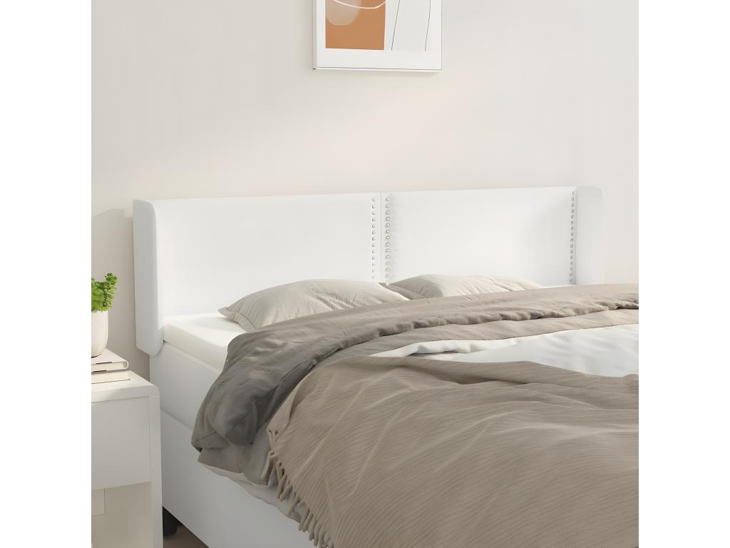 Headboard with wings, white, 147x16x78/88 cm, faux leather, 33866PZCK