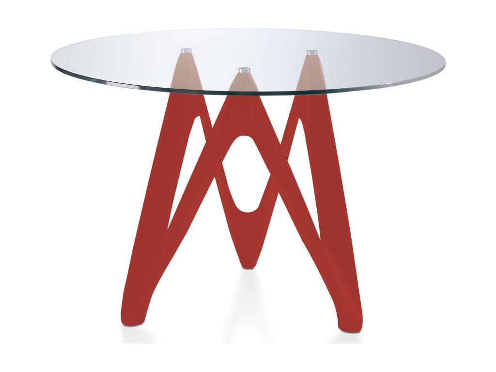 Sunmeub round designer table with red lacquered fiberglass finish - Dimensions: D 140 x H 76 cm 28844UTVR