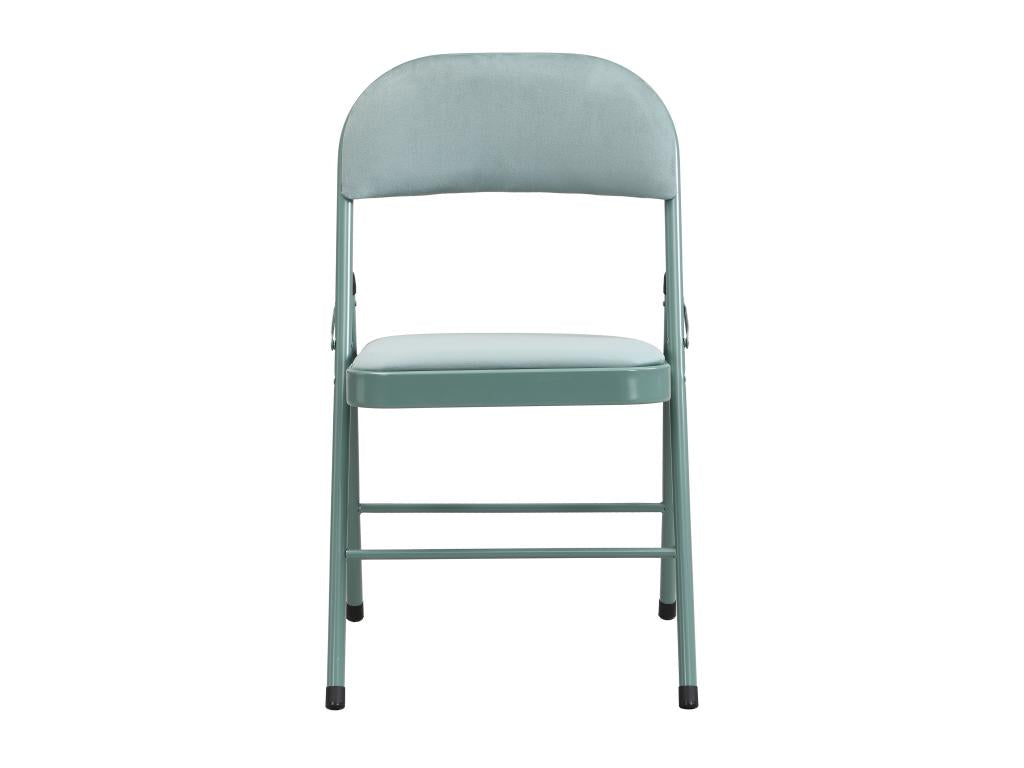 Set of 6 folding velvet and metal chairs - Almond green - Homeboisstore 15299QYDW