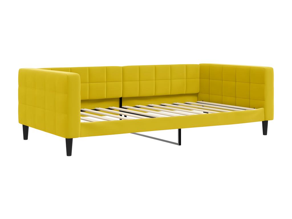 Daybed with trundle and drawers, yellow, 100x200 cm, velvet, 75289AQRE