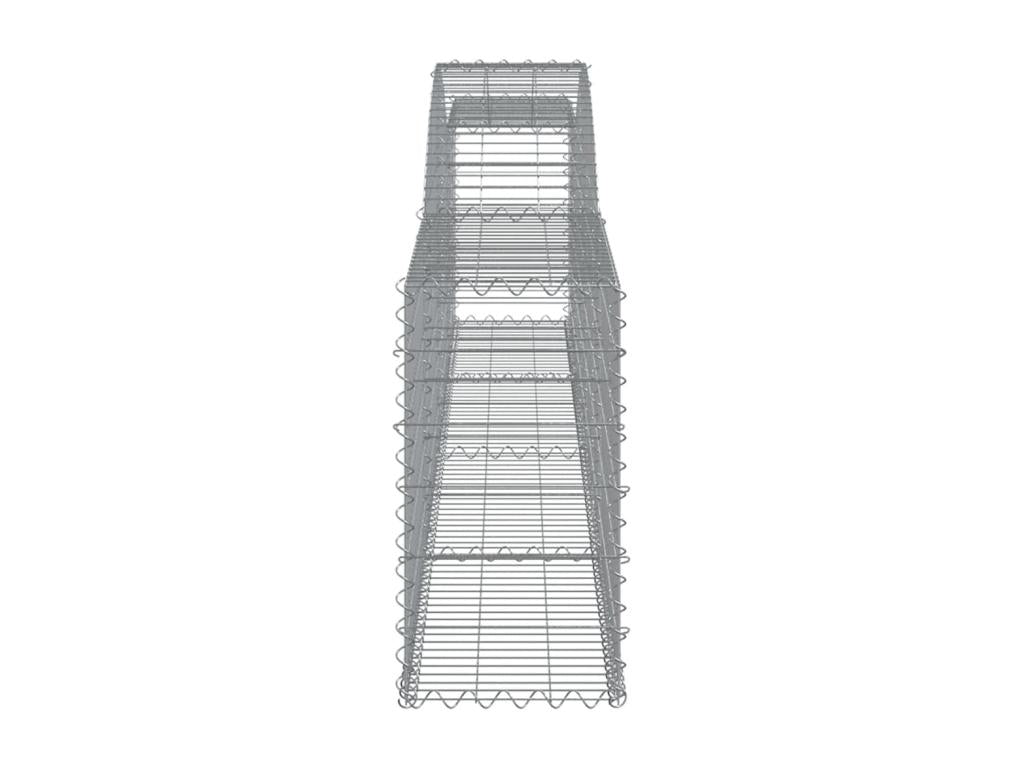 9-piece arched gabion baskets, 400x30x60/80 cm, galvanized iron, 01605FIOB