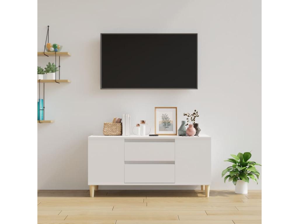 White TV stand 102x44.5x50 cm Engineered wood 11786WAUW