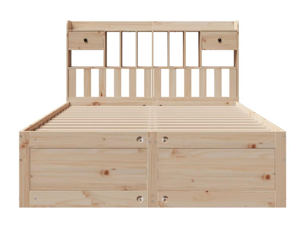 Bookcase bed without mattress 140x190 cm solid pine wood 84519RUQK