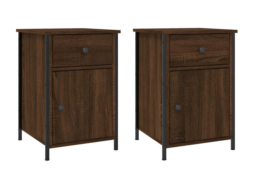 2-Piece Bedside Tables, Brown Oak, 40x42x60cm, Engineered Wood, 11592SBGR