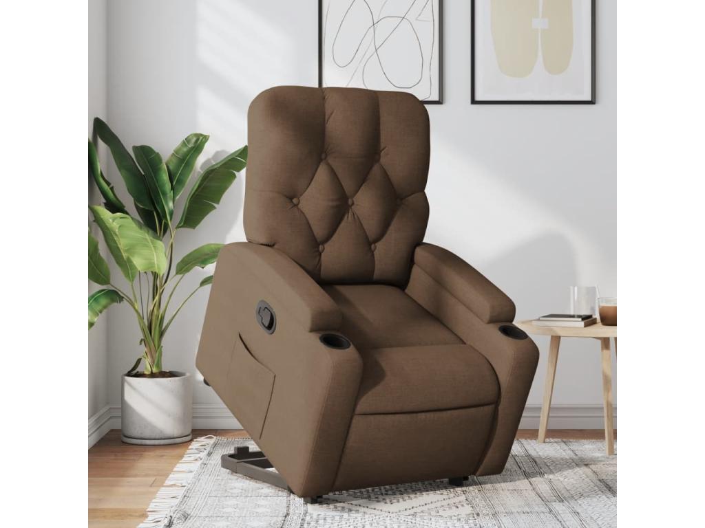 Brown Fabric Reclining Armchair 69309MERN