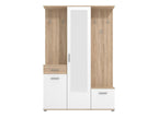 Wardrobe with 3 doors, 1 drawer and 1 mirror - Natural and white - Homeboisstore 47974QITL