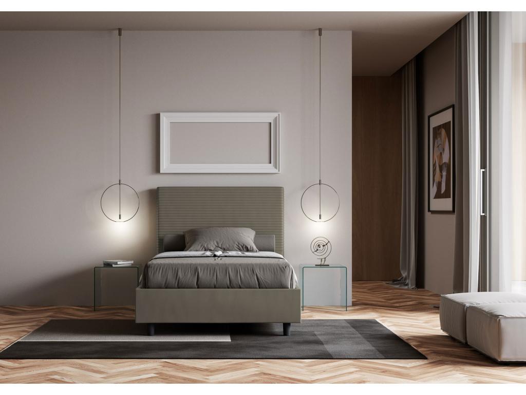 Bed with upholstered slatted base 140x200 cappuccino faux leather Sunmeub 52439BVQV