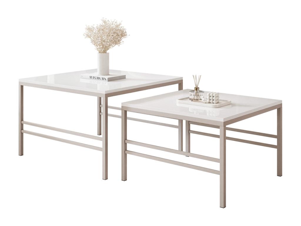 Nesting coffee table, 2-in-1, Glossy White, Cashmere frame 00260ZEHM