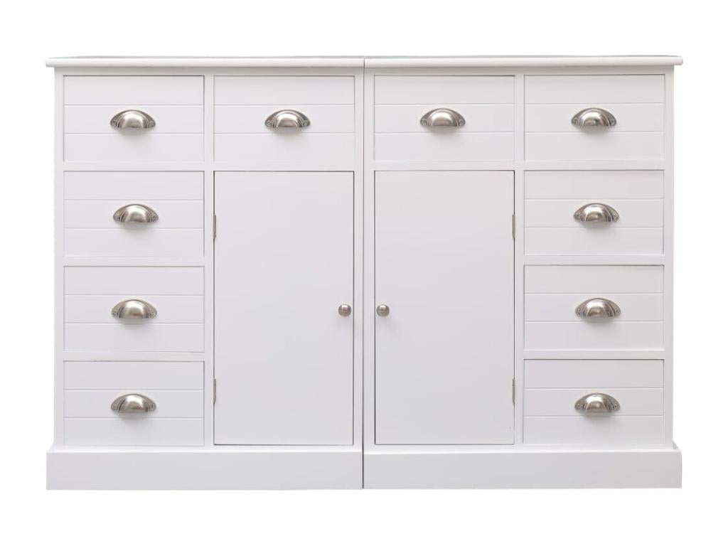 White sideboard with 10 drawers, 113x30x79 cm, wood, 69981UDFJ