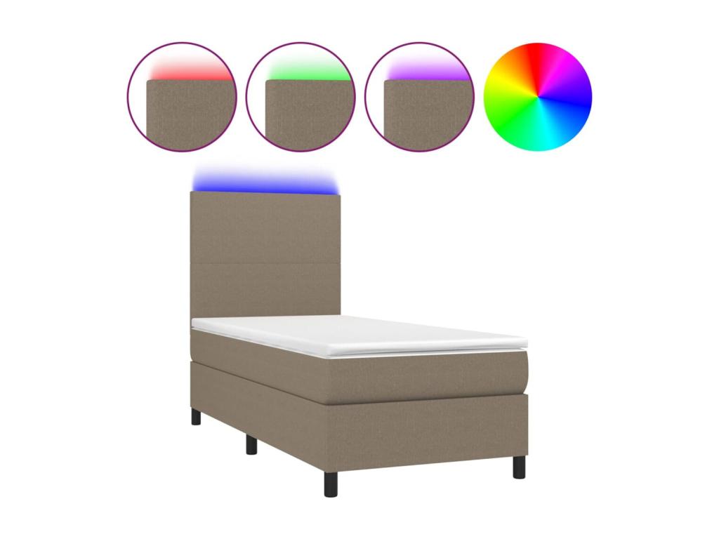 Sunmeub bed base, mattress, and LED Sunmeub 80x200 cm fabric 77134ULZB