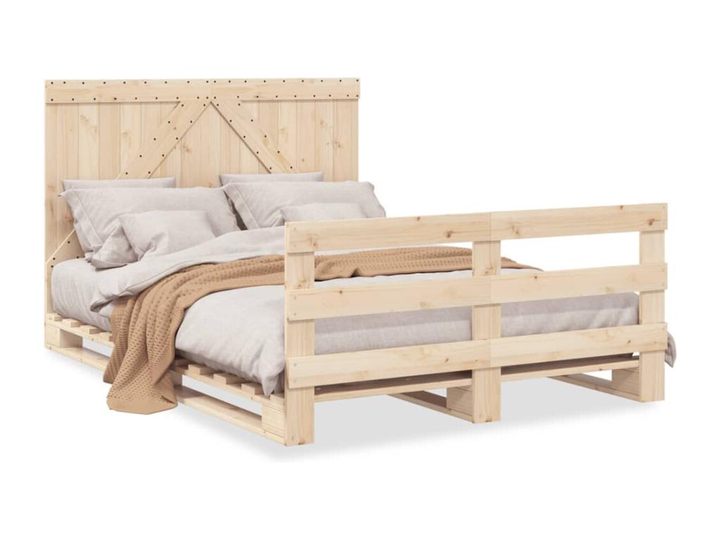 Bed frame with headboard 160x200 cm solid pine wood 41008XBLV