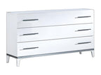 3-Drawer Chest of Drawers, Glossy White - Sunmeub - W 120 x D 43 x H 75 cm 15542VHAF