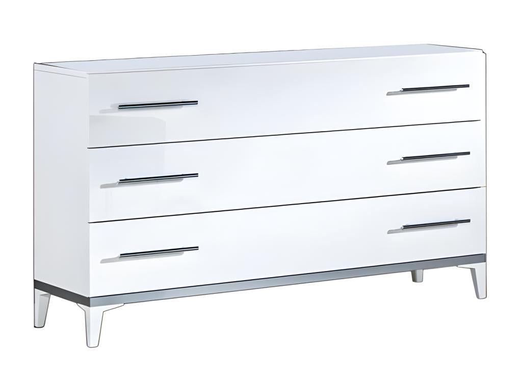 3-Drawer Chest of Drawers, Glossy White - Sunmeub - W 120 x D 43 x H 75 cm 15542VHAF