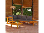 4-piece garden furniture set with dark grey cushions, Sunmeub wood, 98648KZNS