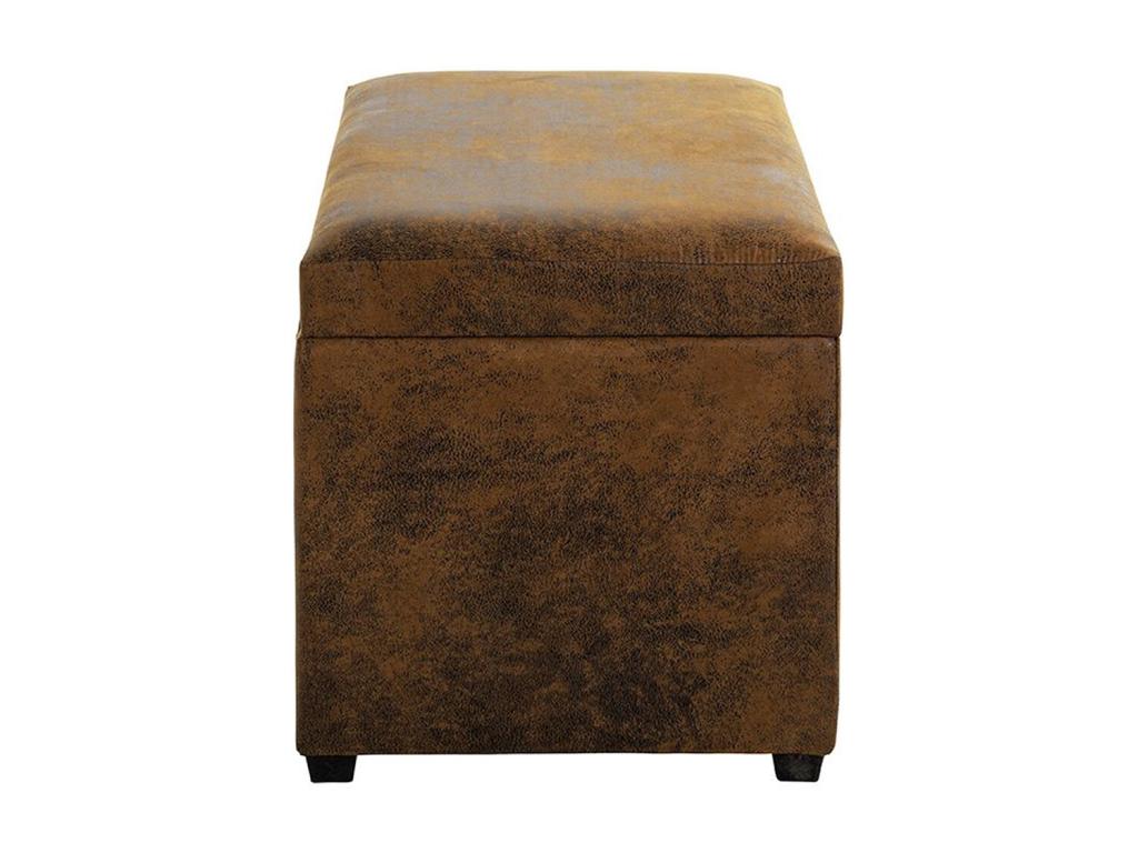 Vintage brown faux leather and wood storage chest - length 58 x depth 39 x height 42 cm 24795DSWL
