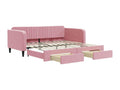 Daybed with trundle and drawers, pink, 100x200 cm, velvet, 81247TAIP
